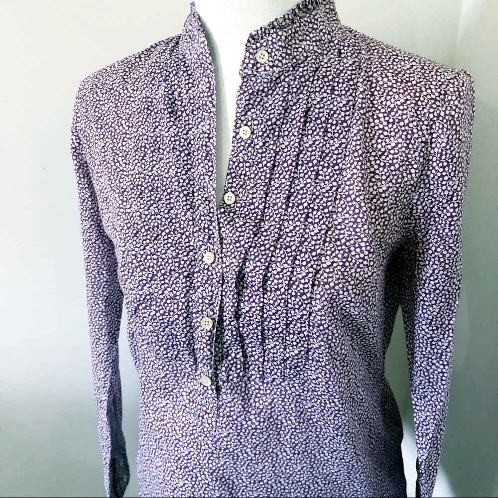 3/$20 J. Crew purple floral popover half button